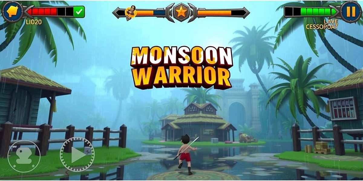 Monsoon Warrior Gameplay showing character navigating through rainy Indian village