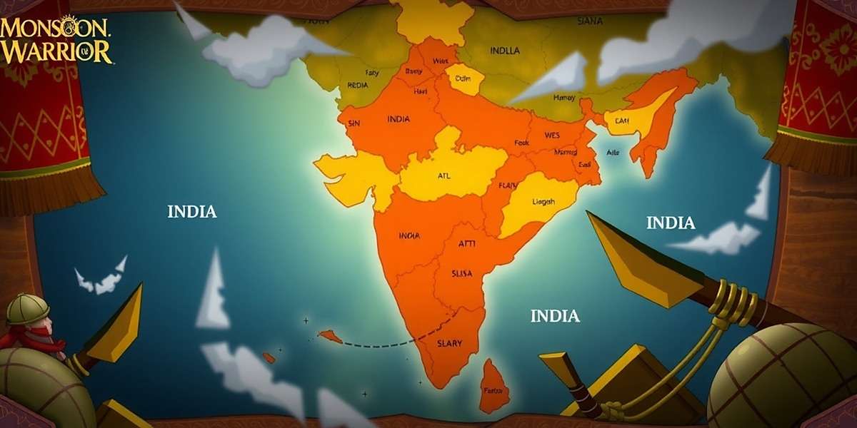 Monsoon Warrior strategy guide illustration showing map of India with highlighted regions
